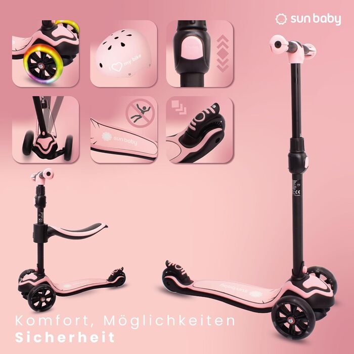 Сонячний дитячий самокат самокат дитячий 3 роки, світлодіодний великий 3 колеса, знімне сидіння, дитячий самокат, Childern's Scoot