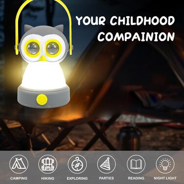 Світлодіодний кемпінговий ліхтарик з тваринним дизайном, дитячий ліхтарик-ліхтарик з совою, подарунок на день народження або дитячі вечірки, Різдво, вік 6 (батарейки не входять до комплекту) Сова