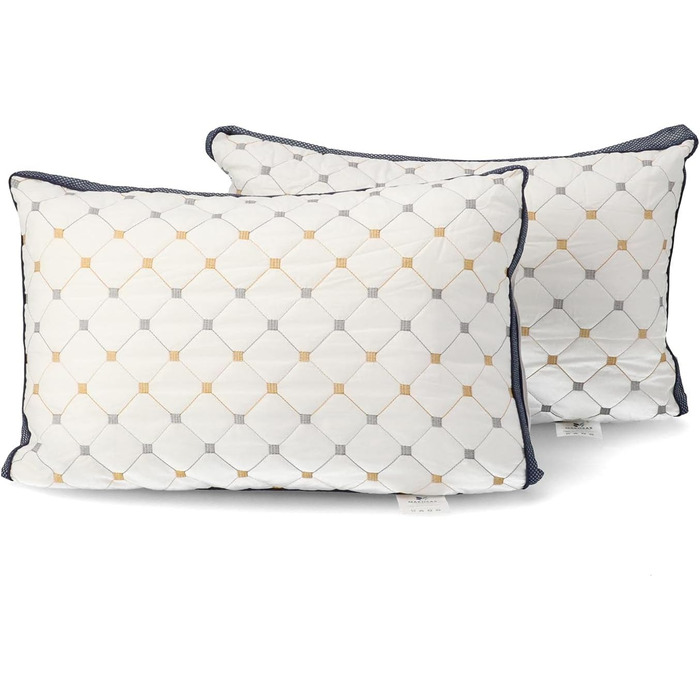 Комплект із 2 подушок, 40 x 60 см, чохол 100 бавовна, наповнювач з мікрофібри 1600 грамів, міцні та підтримуючі подушки для сну, подушки для алергіків, для сну на боці, дихаючі, зручні, висока якість