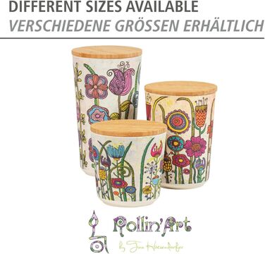 Контейнер для зберігання квітів WENKO, контейнер для зберігання продуктів у квітковій формі з кришкою з бамбука, герметичне зберігання продуктів на кухні, без BPA, місткість 0,95 літра, Ø 10,5 x 18,5 см, різнокольоровий