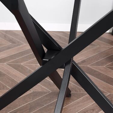 Обідній стіл HOMCOM, круглий кухонний стіл для 4 осіб, круглий обідній стіл зі схрещеними ніжками, стільниця із загартованого скла, для їдальні, кухні, Ø80 x 75 см, сучасний дизайн, чорний прозорий