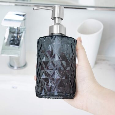 Скляний дозатор мила Ekirlin для кухні, ванної кімнати - багаторазова пляшка з прозорого скла для миття рук, скляний дозатор 340 м