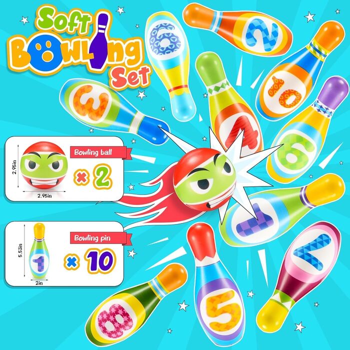 Набір для боулінгу для дітей віком від 1 до 5 років, іграшка Монтессорі з зручною сумкою для перенесення, ідеально підходить для днів народження та дитячих вечірок, подарунки для дітей віком від 1 до 5 років