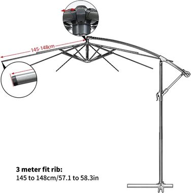 Навіс для парасольки патіо, водонепроникний навіс для парасольки на відкритому повітрі, двошаровий поліестер, стійкий до стирання, для заміни (2) 4 4