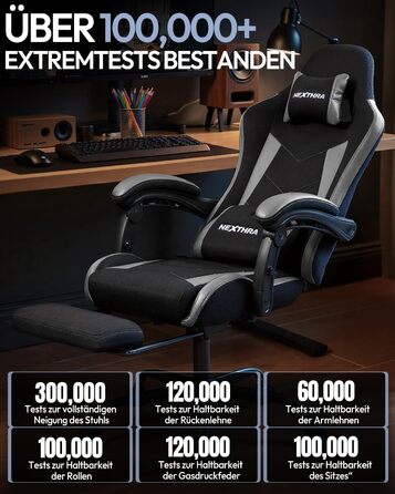 Ігрове крісло Nexthra, офісне крісло, ігрове крісло з регульованими по висоті підлокітниками, ергономічне ігрове крісло з підставкою для ніг, м&39яке ігрове крісло, кут нахилу 150, до 180 кг, чорне, регульоване