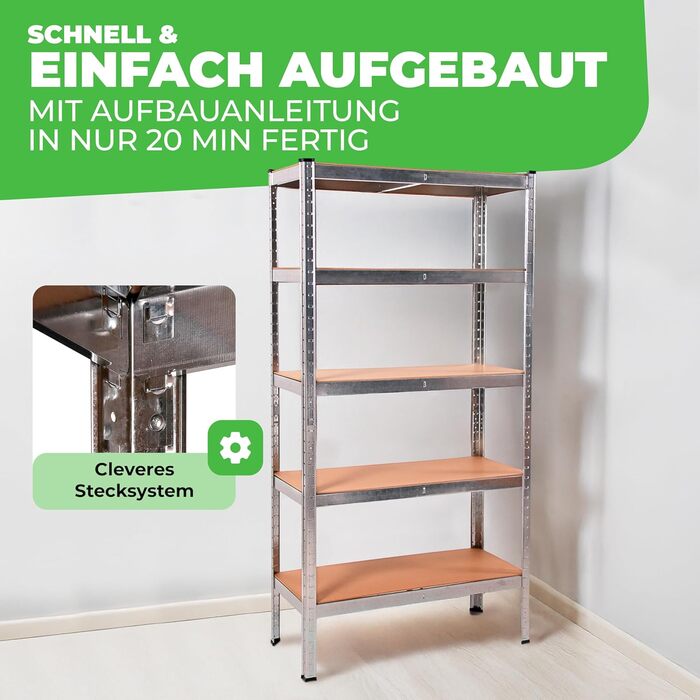 Металевий стелаж Ondis24 2 шт. Thomas, стелаж для зберігання 90x40x180 (В) см, підвальний стелаж, вантажопідйомність до 875 кг, сріблястий, з 5 полицями, вантажопідйомність 175 кг кожна, регульована висота, надміцний стелаж - подвійний комплект