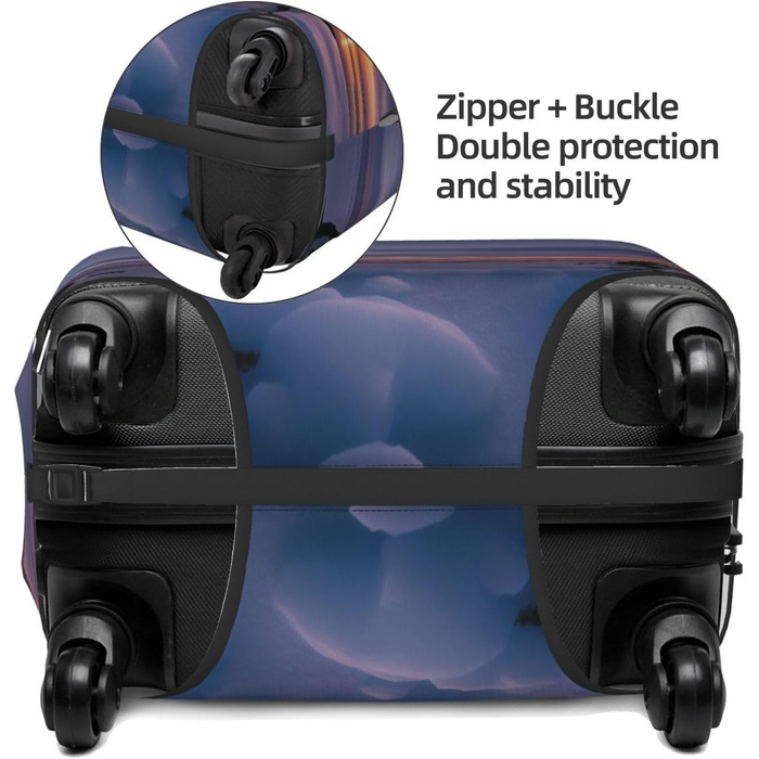 Чохол для валізи Пінгвіни на заході сонця, міцний захист для багажу розміром 45.7-81.3 см, малий, чорний