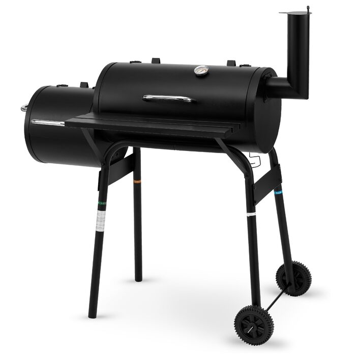 Гриль-коптильня Tepro BBQ Smoker Wichita, 2 камери для приготування, з колесами та термометром у кришці, чорний, розміри прибл. 112 x 63 x 116,5 см