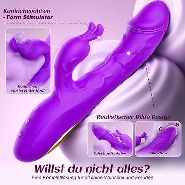 Rabbit-вібратор Gobeken, фіолетовий, 3в1, 10 режимів
