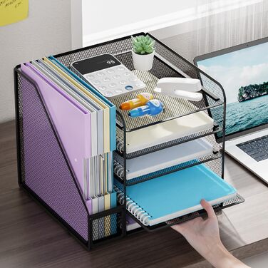 Органайзер для столу та офісних аксесуарів Marbrasse, 5-ярусний лоток для листів, сітчастий офісний органайзер для настільних аксесуарів та зберігання (чорний)