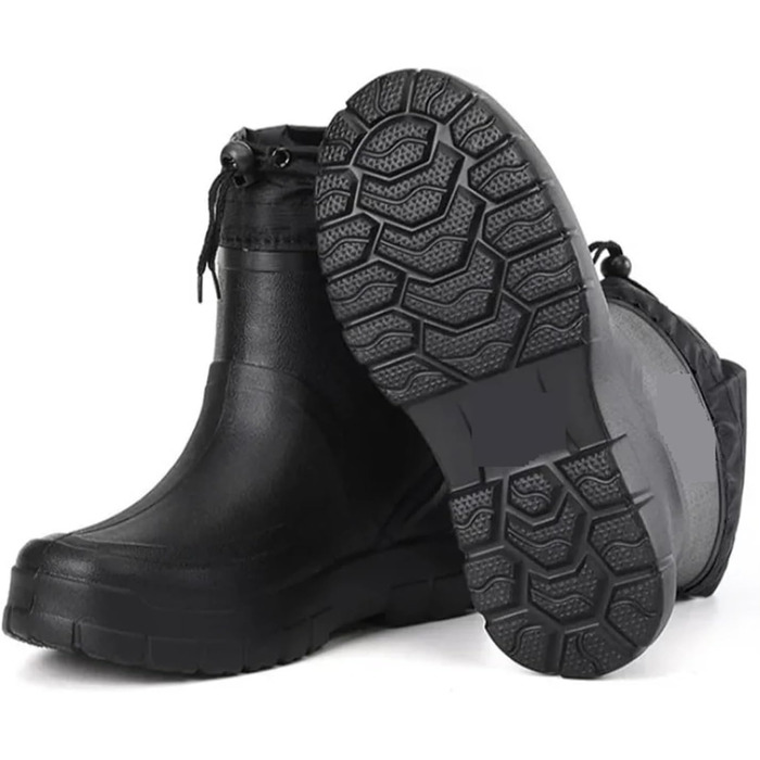 Чоловічі гумові чоботи, гумові чоботи середньої висоти, водонепроникні, робочі чоботи, рибальські чоботи, чоловічі гумові черевики, теплі, чорний оксамит, розмір 42 EU