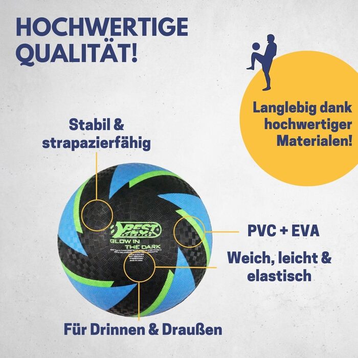 Найкращий спортивний босоногий футбольний м'яч, що світиться в темряві I Легкий м'яч, розмір 5 I Спортивний м'яч I М'яч, що світиться I Дитячий м'яч з ПВХ, зелений/синій