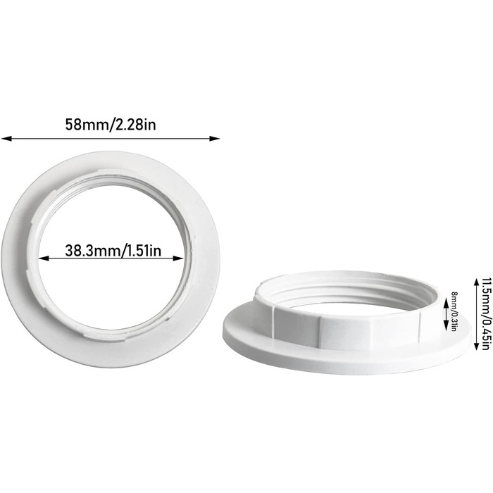 Кільця абажура для розеток E27/E26, кільце розетки, стопорні кільця для скляних абажурів/світильників, білий, 6 шт.