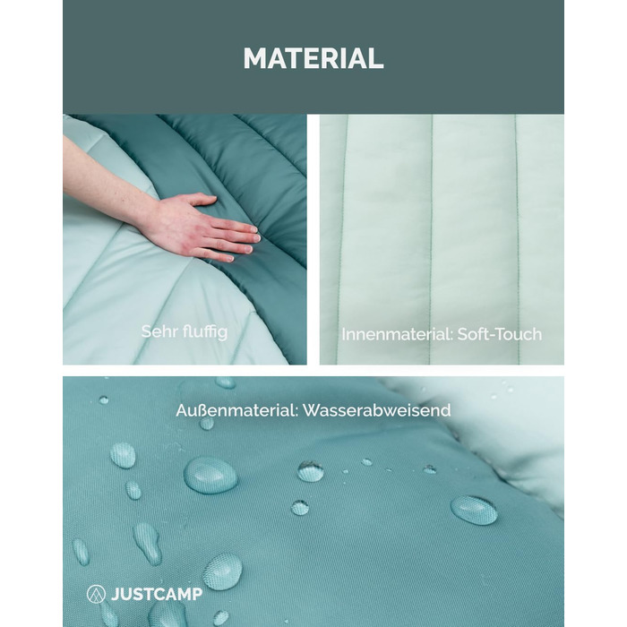 Спальний мішок Justcamp Melvin XXL 4 для дорослих, кемпінговий спальний мішок 3 сезони, м&39ятний