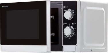 Мікрохвильова піч Sharp R200INW Solo / 20 л / 800 Вт / 5 рівнів потужності / Таймер від 35 хвилин до 00 секунд / Розморожування з контролем ваги / Режим енергозбереження / Скляний поворотний стіл (25,5 см) / Срібло