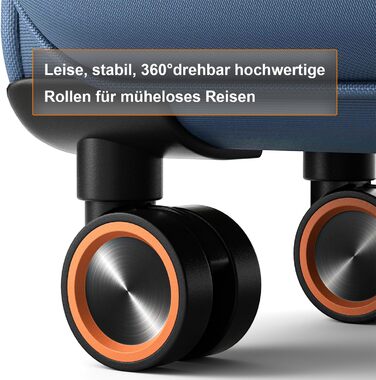 Ручна валіза Trier Soft Shell 55 35 23 см, легка тканинна валіза на колесах, дорожня валіза з колесами та кодовим замком, 47 літрів, темно-синя, розмір S