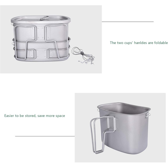 Титанова фляга Boundless Voyage 1100 мл, чашка 750 мл, чашка 400 мл, набір для кемпінгу та відпочинку на природі, військова фляга, пляшка для води, набір для приготування їжі, набір для їдальні, пляшка для води з камуфляжною сумкою Ti2049c-750 мл, 400 мл 