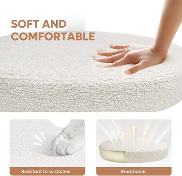 Ергономічне крісло для медитації з поворотом на 360 та колесами, регульоване по висоті сидіння, міцна поперекова підтримка, плюшева тканина, форма розбитого серця, кремова плюшева тканина