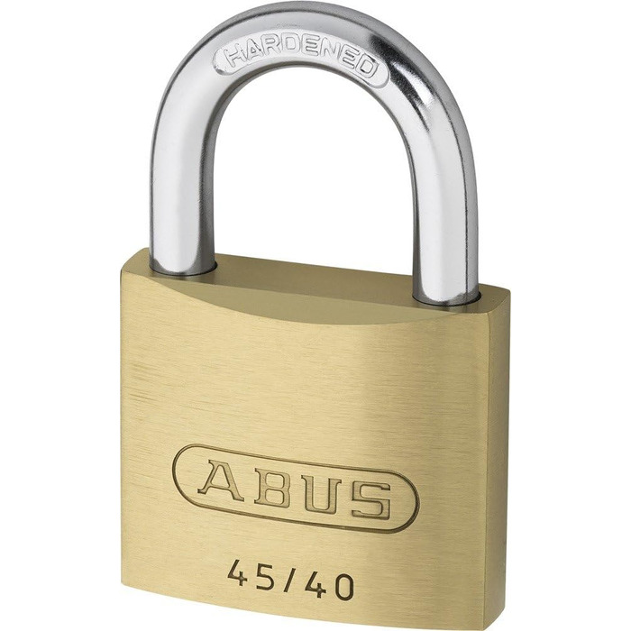 Замок навісний ABUS 45/40 з латуні комплект з 5 ключів з прецизійним циліндром та штифтами грибоподібної форми рівень безпеки ABUS 4 латунний колір, 40 мм / 5 ключів
