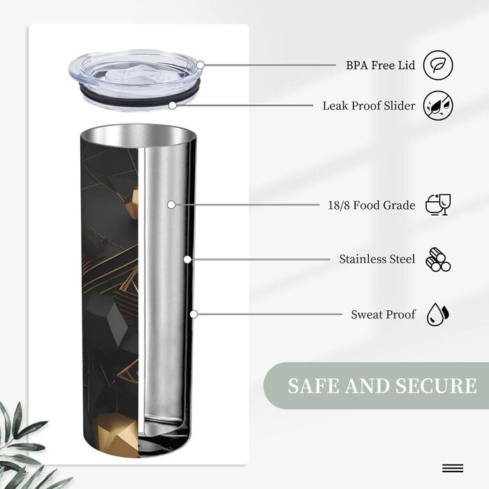 Кухоль з прямою трубочкою, 590 мл, чорно-золотий, картатий, з принтом, дорожній кухоль, підходить для кемпінгу, офісу та дому