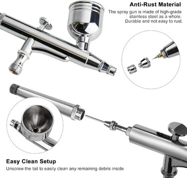 Набір для аерографії, професійний пістолет для аерографії з соплами 0,2 мм 0,3 мм 0,5 мм для самопливної подачі, набір для аерографії зі шлангом і набором для чищення набір аксесуарів для аерографії набір аксесуарів для аерографії