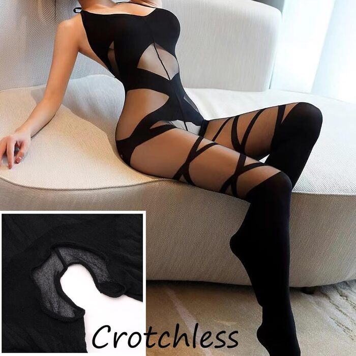 Сітчастий бодістокінг, зі смугастим візерунком, чорний