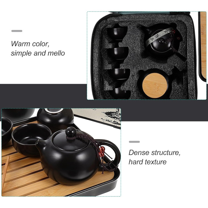 Чайний сервіс Кунг Фу з керамічного чайника Toyvian, 1 предмет, портативний, креативний, легко миється, для особистої колекції та сервірування столу, чорний