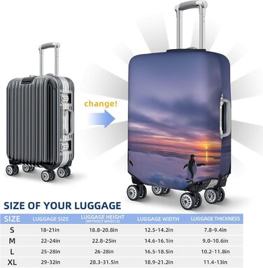 Чохол для валізи Пінгвіни на заході сонця, міцний захист для багажу розміром 45.7-81.3 см, малий, чорний