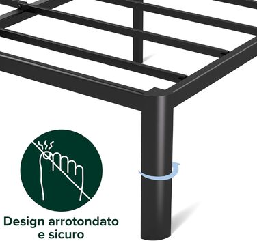 Ліжко Zinus Van з металевим каркасом 41 см, сталевою рейковою основою, легке складання, місце для зберігання під ліжком, 135 x 190 см, чорний колір, висота 190 x 135 см 40,6 см