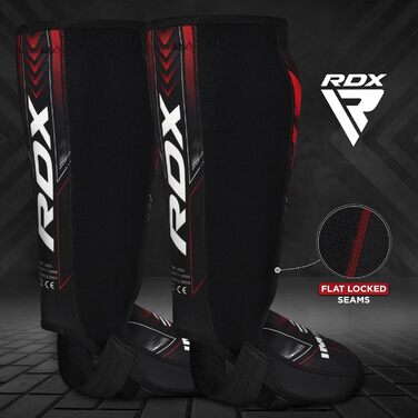 Щитки для гомілок RDX IMMAF для кікбоксингу, боксу, бойових мистецтв, ММА, захист підйому стопи, м&39які щитки для гомілок для спарингу, захист ніг для чоловіків та жінок, спорядження для кікбоксингу, червоні, M