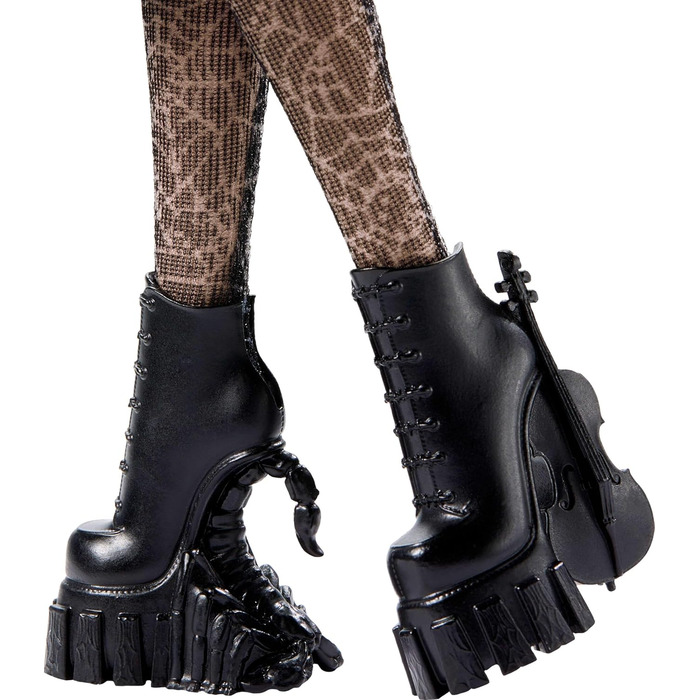 Лялька Monster High Wednesday та аксесуари, колекційна фігурка Wednesday Addams у формі Академії Nevermore з крижаною рукою та рюкзаком, підставка для ляльки, HJ04 Різнокольорова