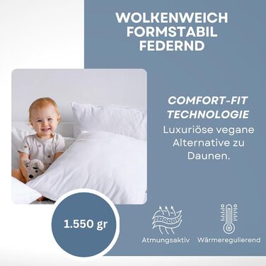 Подушка 40x80 - Високоякісний пуховий альтернативний наповнювач, пухнаста та добре наповнена подушка із застібкою-блискавкою, підходить для алергіків, високоякісна мікрофібра, Oeko-Tex та прання при 60C, 40x80 см, 1.0