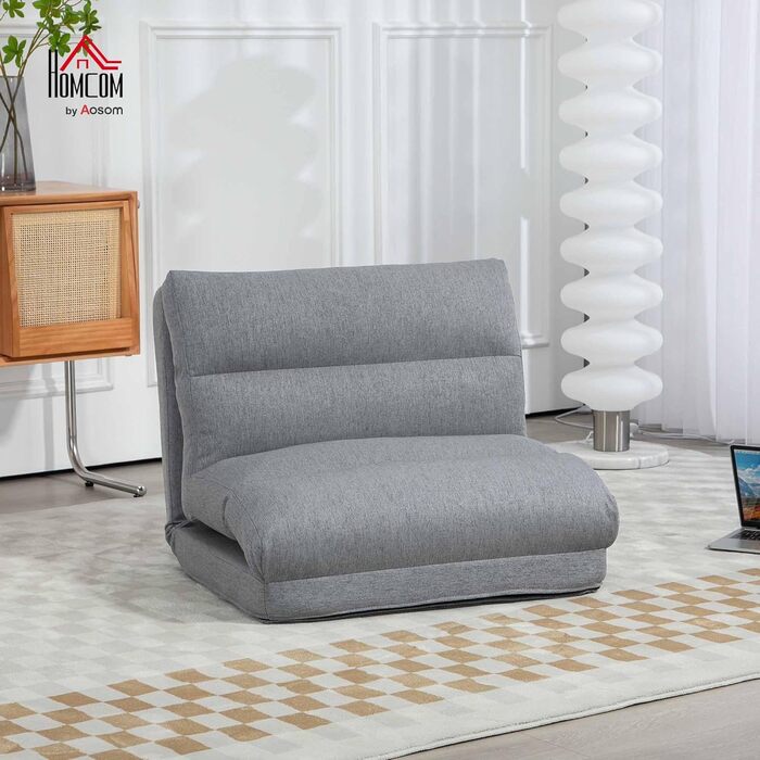 В-1 розкладне крісло/диван з функцією ліжка, вигляд лляного матеріалу, трансформоване гостьове ліжко, м&39яке розкладне крісло/розкладний матрац, підлогове крісло для вітальні/спальні, сірий колір, 3-