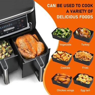 Аксесуари для фритюрниці Viriech, аксесуари для багаторазової фритюрниці з 14 предметів Двокамерна фритюрниця Силіконова форма для Ninja Foodi AF400EU AF500EU та більшість двозонних фритюрниць