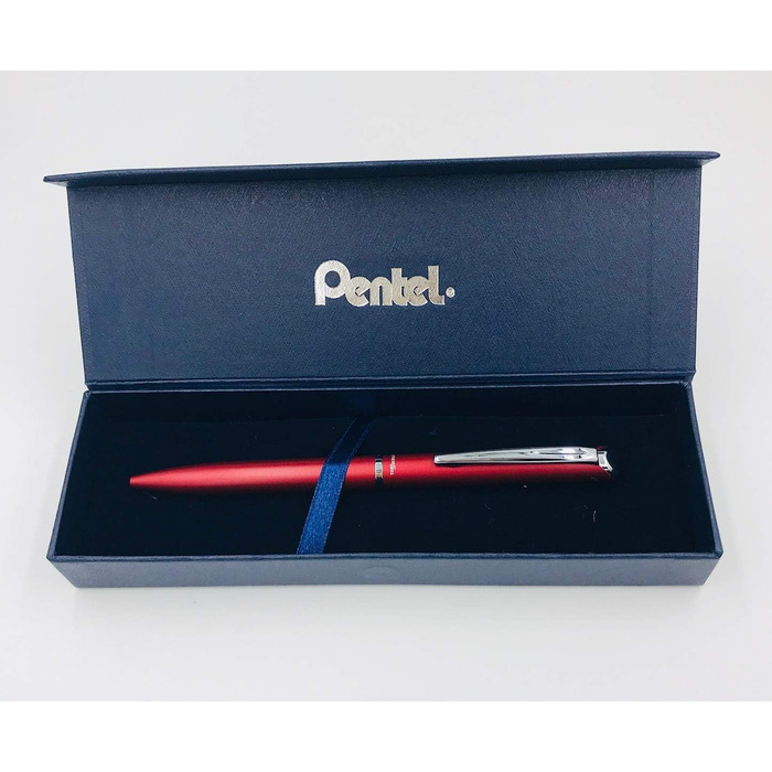 Ручка для роликів Pentel BL2007 EnerGel, висувна, наконечник 0.7 мм, корпус металевий, матовий, червоний подарункова коробка матовий / червоний