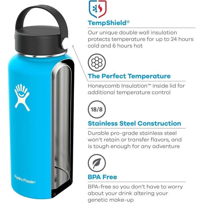 Широка пляшка для води Hydro Flask Wide Mouth 900 мл широка пляшка для води 946 мл Кобальт