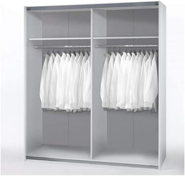 Шафа Forte Furniture у шахи та клітинку 120, дводверна шафа з розсувними дверима, інженерна деревина, білий колір, ширина 120,1 см, висота 190,5 см, глибина 61,2 см Білий 120,1/190,5/61,2