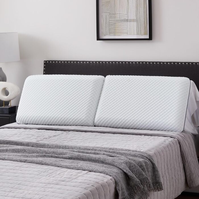 Подушка Weekender з пінного гелю з ефектом пам&39яті, розмір &quotqueen-size&quot, середня м&39якість, підтримка шиї та плечей, для сну на спині, боці та животі, для дому, готелю та лікарні, 2 шт., набір &quotqueen-size&quot