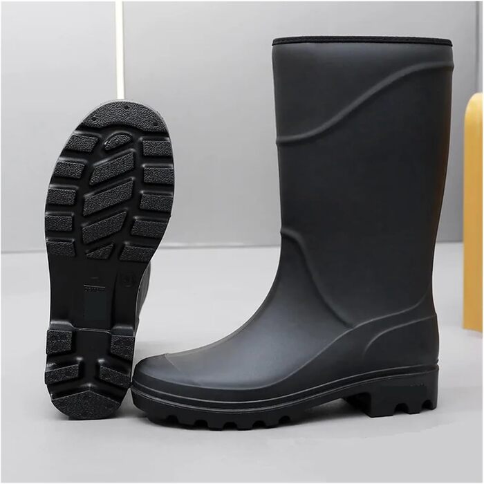 Чоловічі гумові чоботи, водонепроникне чоловіче взуття, високі чоботи, гумові черевики для дорослих, робоче взуття середнього зросту для чоловіків, чорний високий циліндр, розмір 43 EU
