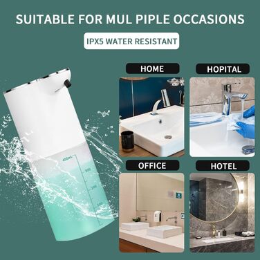 Автоматичний дозатор мила JOFLVA, настінний дозатор мила без свердління, електричний дозатор мила 400 мл, перезаряджається від USB