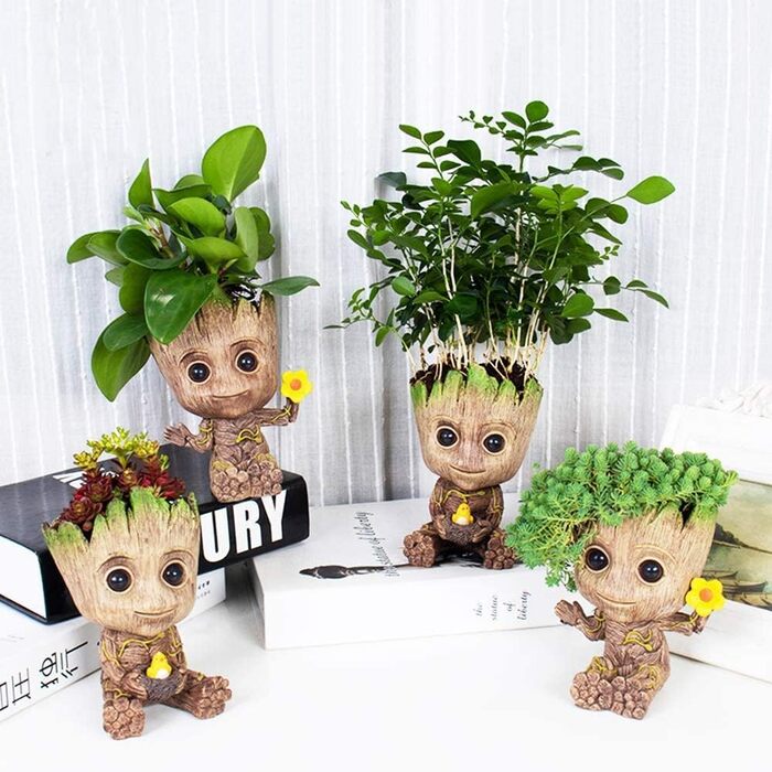 Квітковий горщик Baby Groot з дренажним отвором, фігурка Groot, інноваційна фігурка Baby Groot для рослин, ручки, прикраса робочого столу, зовнішній орнамент для офісної вечірки Різдво (курник квіти)