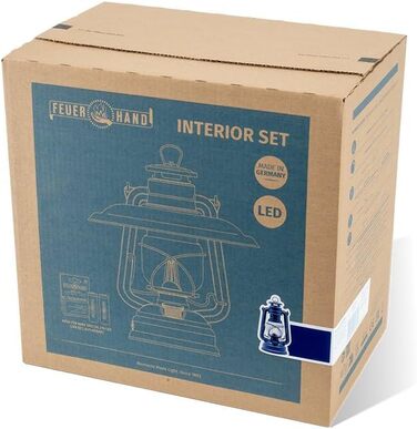 Комплект інтер&39єру Feuerhand, кобальтово-синій ліхтар Baby Special 276 LED рефлекторний абажур 2 літій-іонні батареї Теплий білий колір, регульована яскравість, до 18 днів роботи Для використання в приміщенні та на вулиці Безвідблискове, атмосферне світ