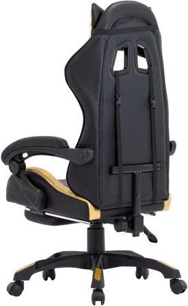 Геймерське крісло з підставкою для ніг, золота та чорна штучна шкіра