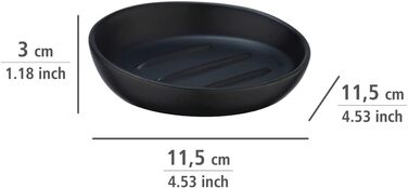 Мильниця WENKO Mod. Badi Black, високоякісна кераміка з матовою поверхнею, мильниця простої, однотонної форми чорна 3 x 11,5 x 11,