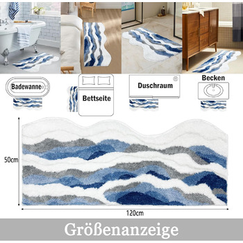 Синій килимок для ванної кімнати, милий килимок для ванної, доріжка, килимок для ванної для пляжу, ванна кімната, довгий килимок для ванної кімнати, прибережне оздоблення, доріжка для ванної кімнати, килимок для раковини 50x120 см