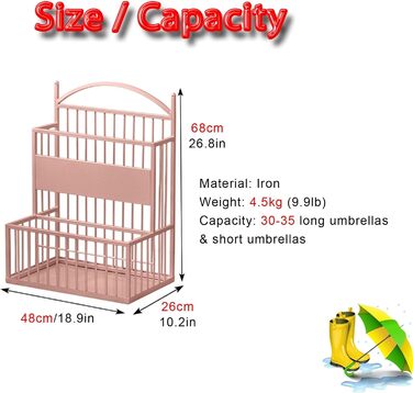 Велика бізнес-підставка для парасольок для довгих і складних парасольок, органайзер для парасольок лавка/аптека для передпокою, компактний органайзер (колір рожевий) рожевий One size