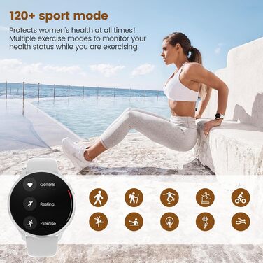 Жіночий смарт-годинник із функцією телефону, круглий смарт-годинник 1,39 дюйма з SpO2, 24-годинним монітором серцевого ритму, монітором артеріального тиску, монітором сну, фітнес-трекером із понад 120 спортивними режимами та крокоміром для iOS та Android 