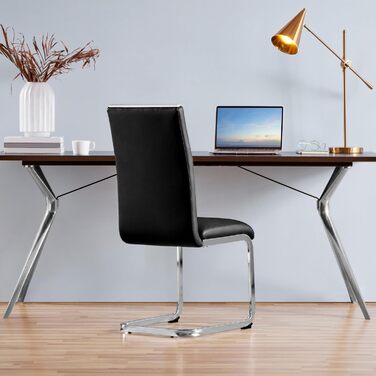 Комплект обідніх стільців Yaheetech з 2 шт. , кухонний стілець, консольний стілець з металевою основою, ергономічний стілець для відвідувачів, консольні стільці для їдальні/кухні/ресторану, чорний 2 чорного кольору