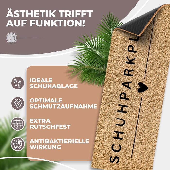 Кокосовий килимок для дверей 100x35 см, місце для паркування взуття Надзвичайно міцний та нековзний кокосовий килимок Для внутрішніх та критих зовнішніх приміщень Ідеально підходить як килимок для уловлювання бруду та входу, місце для паркування взуття 01