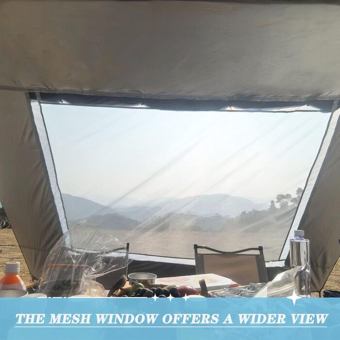 Тент для автомобіля 2,9x4,8 м з вікном-сіткою на задньому борту для кемперів, автофургонів, водонепроникний сонцезахисний козирок, кемпінговий, сонцезахисний вітрило, коричневий 2,9x4,8 м